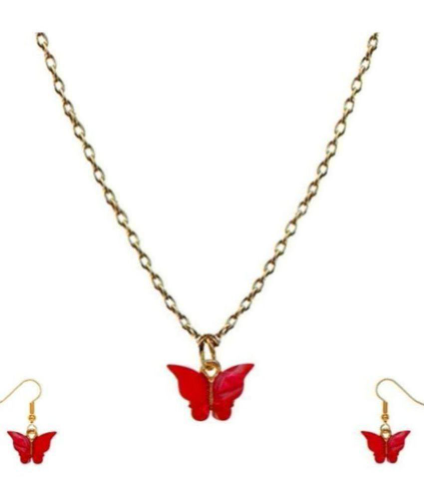     			PUJVI - Red Pendant set ( Pack of 1 )