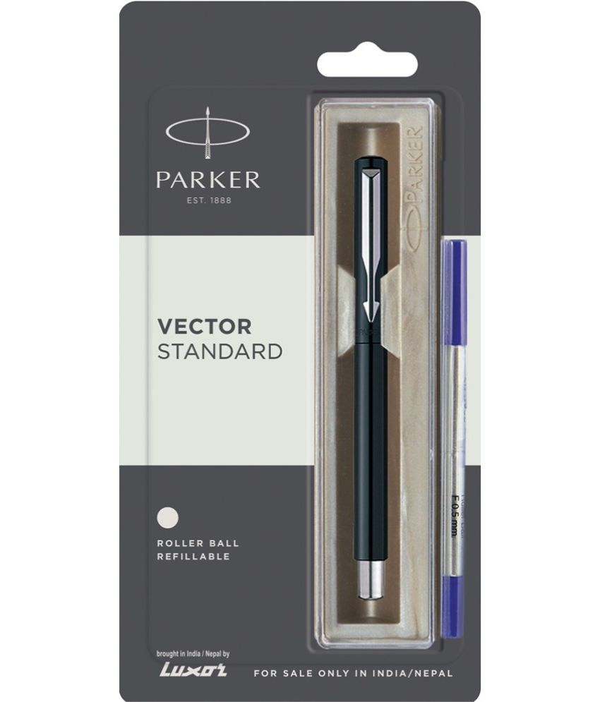     			Parker Vector Standard Chrome Trim Black Body Color Roller Ball Pen (Black)
