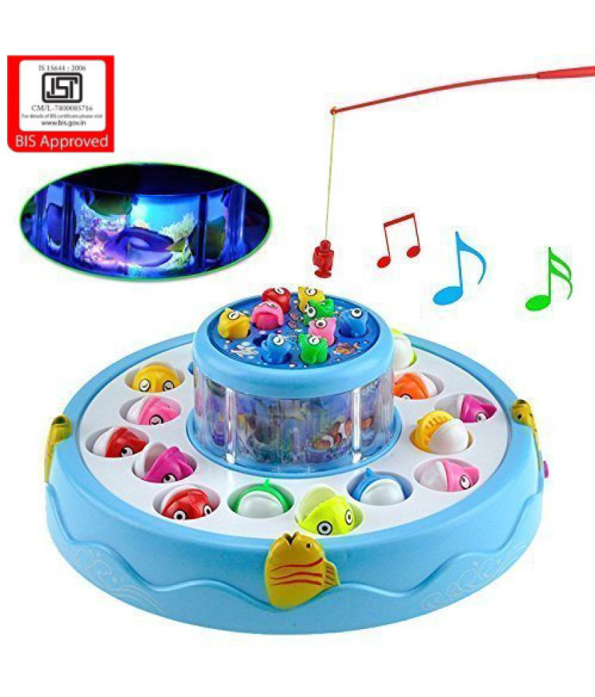     			VBE Plastic Fish Catching Game Big with 26 Fishes and 4 Pods, Includes Music and Lights, Multi Color