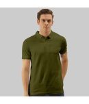 TAB91 Pack of 1 Cotton Slim Fit Solid Half Sleeves Men's Polo T Shirt ( Green )