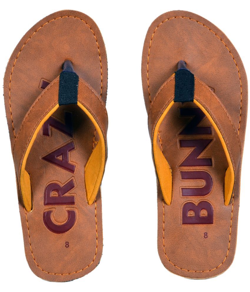     			Crazy Bunny - Tan Men's Thong Flip Flop