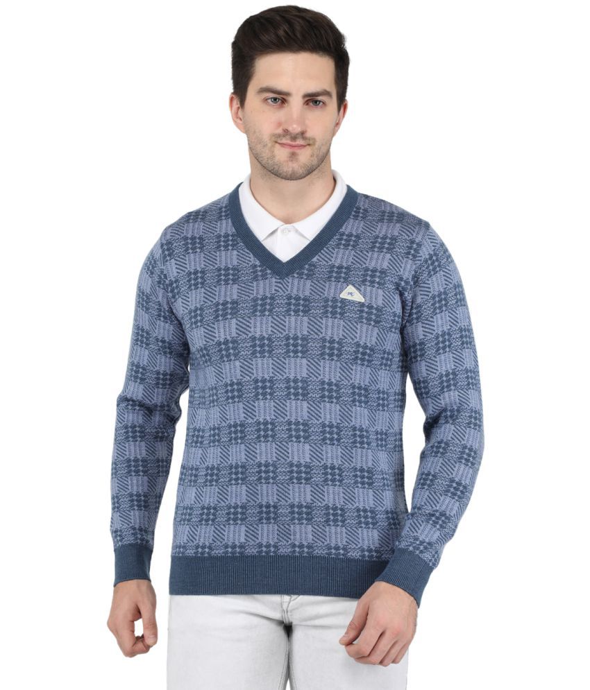     			Monte Carlo - Blue Woollen Blend Men's Regular Fit Pullover Sweater ( Pack of 1 )