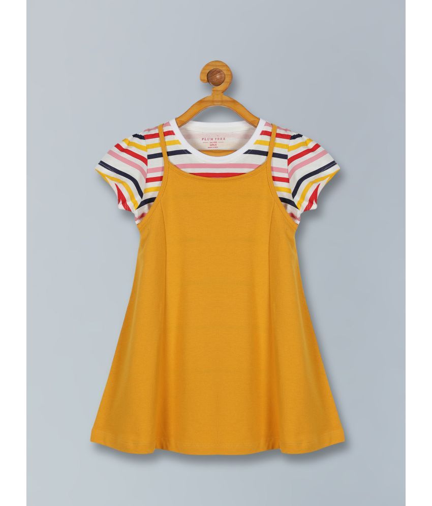     			PLUM TREE - Yellow Cotton Blend Girls T-shirt Dress ( Pack of 1 )