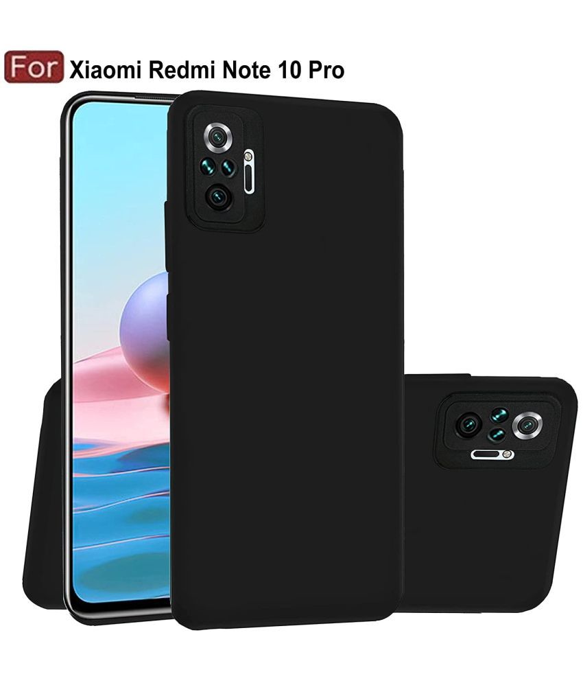     			Spectacular Ace - Black Silicon Plain Cases Compatible For Redmi Note 10 Pro ( Pack of 1 )