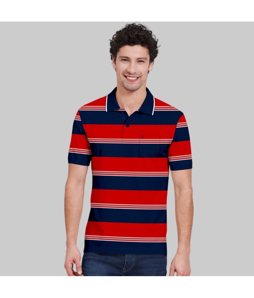     			TAB91 Pack of 1 Cotton Slim Fit Striped Half Sleeves Men's Polo T Shirt ( Red )