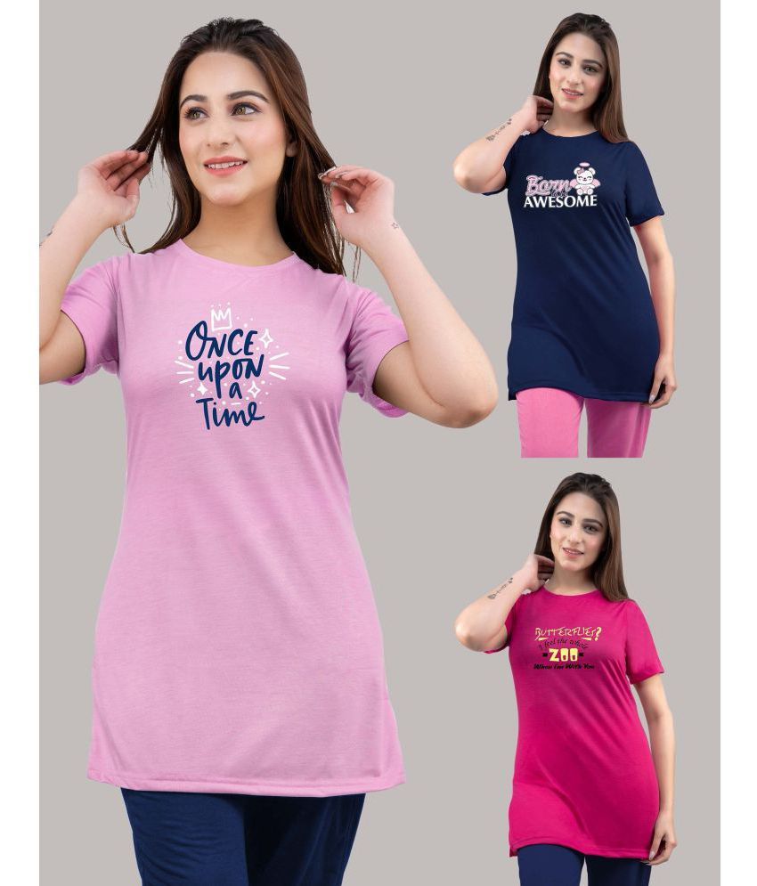     			URBE - Multi Color Cotton Blend Regular Fit Women's T-Shirt ( Pack of 3 )