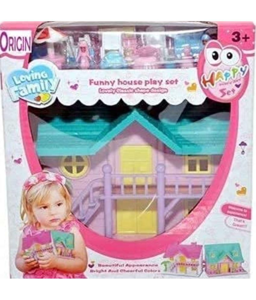     			YESKART -Doll House Set for Girls Kids ,Foldable & Openable Door with Furniture , 100% Non-Toxic BPA Free Plastic , Doll House Play Set (Small)