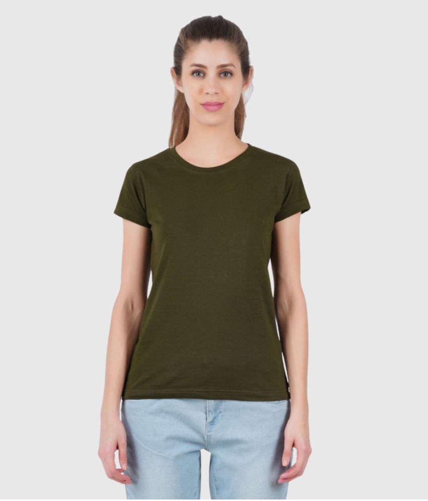     			ferocious - Olive Cotton Regular Fit Women's T-Shirt ( Pack of 1 )