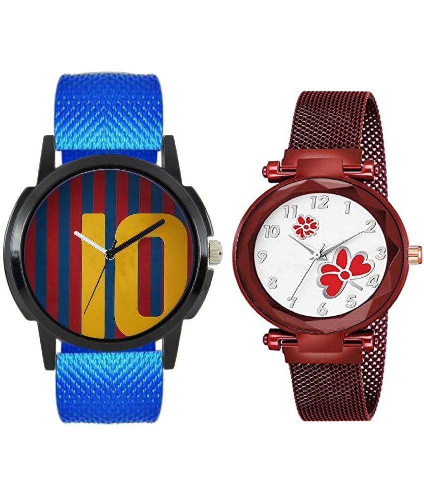     			newmen - Blue PU Analog Couple's Watch