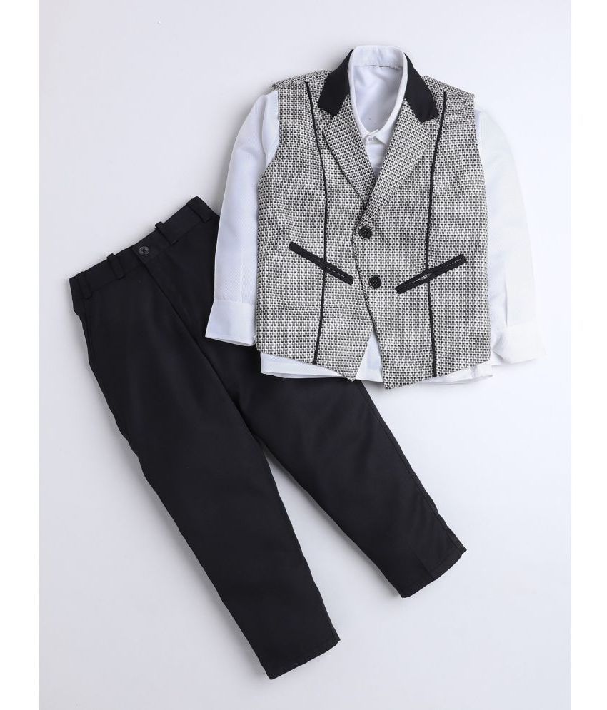     			DKGF Fashion - Black Cotton Blend Boys 2 Piece Suit ( Pack of 1 )
