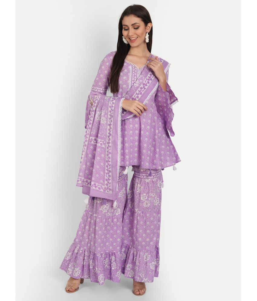     			Frionkandy - Purple A-line Cotton Women's Stitched Salwar Suit ( Pack of 1 )