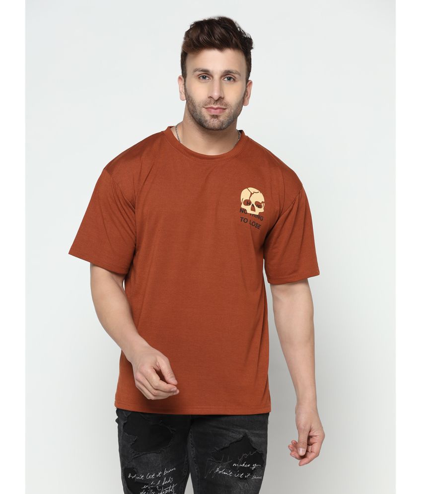 Gritstones - Brown Cotton Blend Oversized Fit Men's T-Shirt ( Pack of 1 )