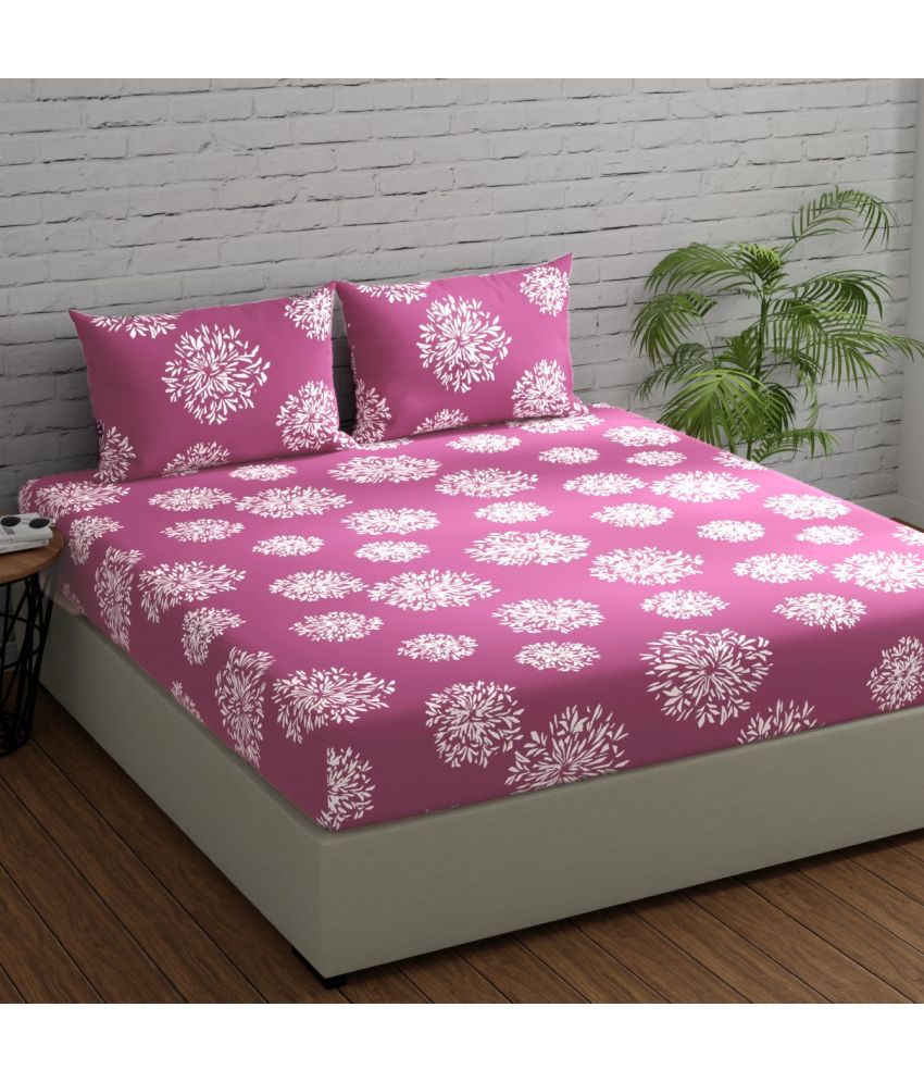     			Huesland - Mauve Cotton Double Bedsheet with 2 Pillow Covers