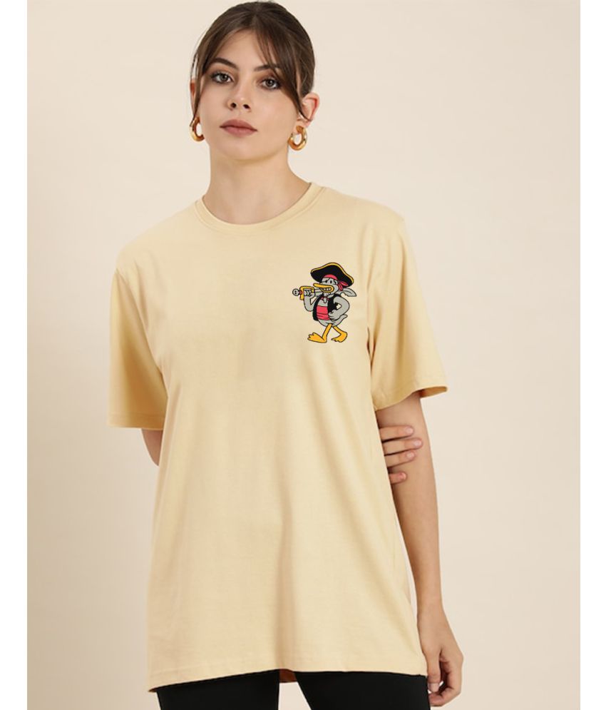     			Veirdo - Beige Cotton Loose Fit Women's T-Shirt ( Pack of 1 )