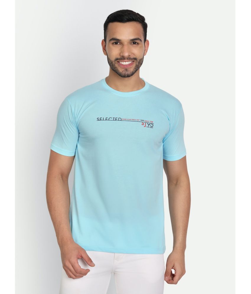     			Zeffit - Turquoise Cotton Blend Regular Fit Men's T-Shirt ( Pack of 1 )