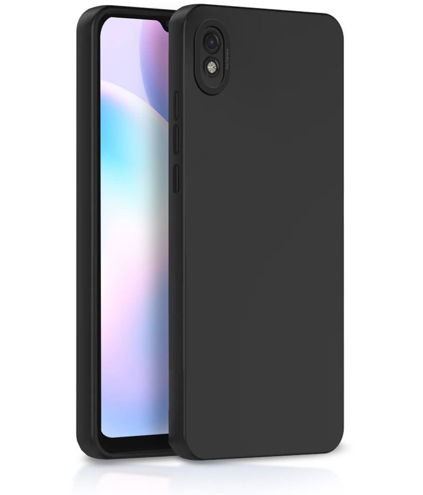     			Case Vault Covers - Black Silicon Plain Cases Compatible For Xiaomi Redmi 9A ( Pack of 1 )