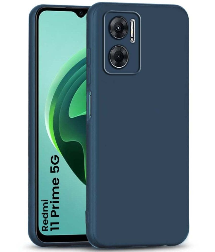     			Case Vault Covers - Blue Silicon Plain Cases Compatible For Redmi 11 Prime 5G ( Pack of 1 )