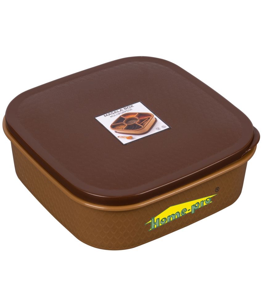     			HomePro - Masala Dabba Plastic Brown Spice Container ( Set of 1 )