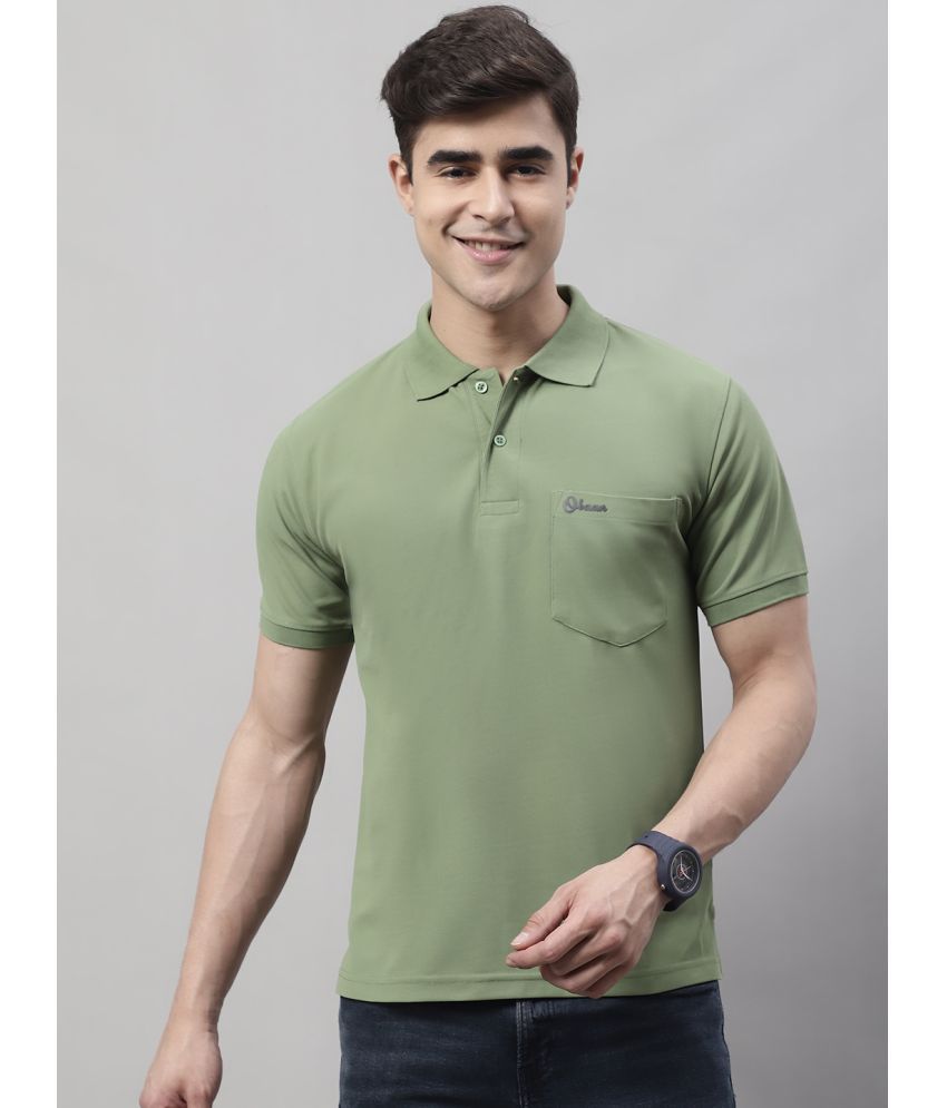     			OBAAN Pack of 1 Polyester Regular Fit Solid Half Sleeves Men's Polo T Shirt ( Green )