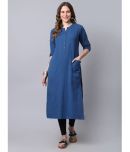 Pistaa - Blue Cotton Women's Straight Kurti ( Pack of 1 )