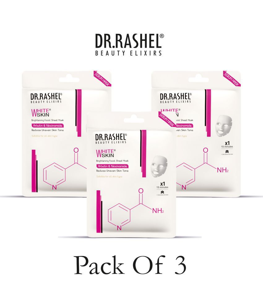     			DR.RASHEL White Skin Face Sheet Mask With Serum For Women and Men All Skin Types Soft and Healthy Skin Paraben Free Pack Of 3 30 Grams Each