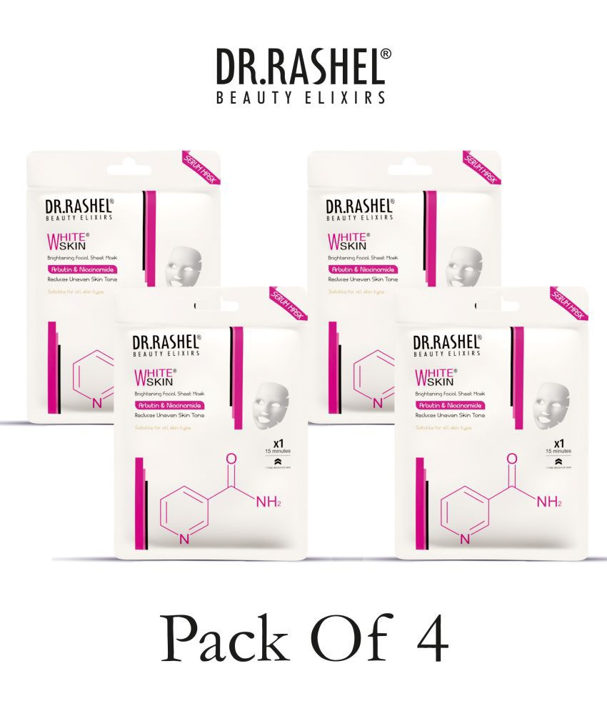     			DR.RASHEL White Skin Face Sheet Mask With Serum For Women and Men All Skin Types Soft and Healthy Skin Paraben Free Pack Of 4 40 Grams Each