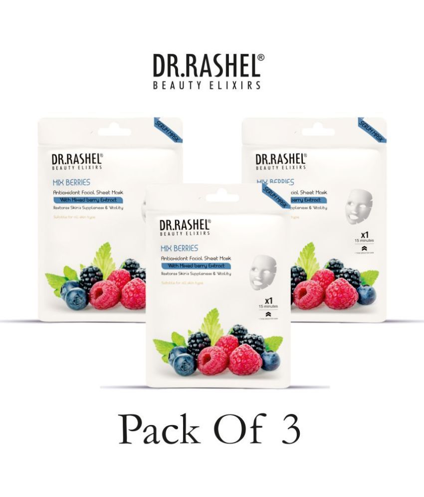     			DR.RASHEL Mix Berries Sheet Mask for Deep Hydration | Suits All Skin Types (20 gm each) | Pack of 3