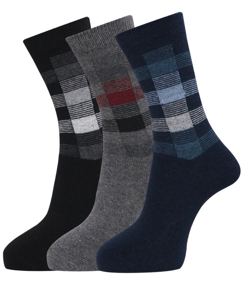     			Dollar - Woollen Men's Checks Multicolor Mid Length Socks ( Pack of 3 )