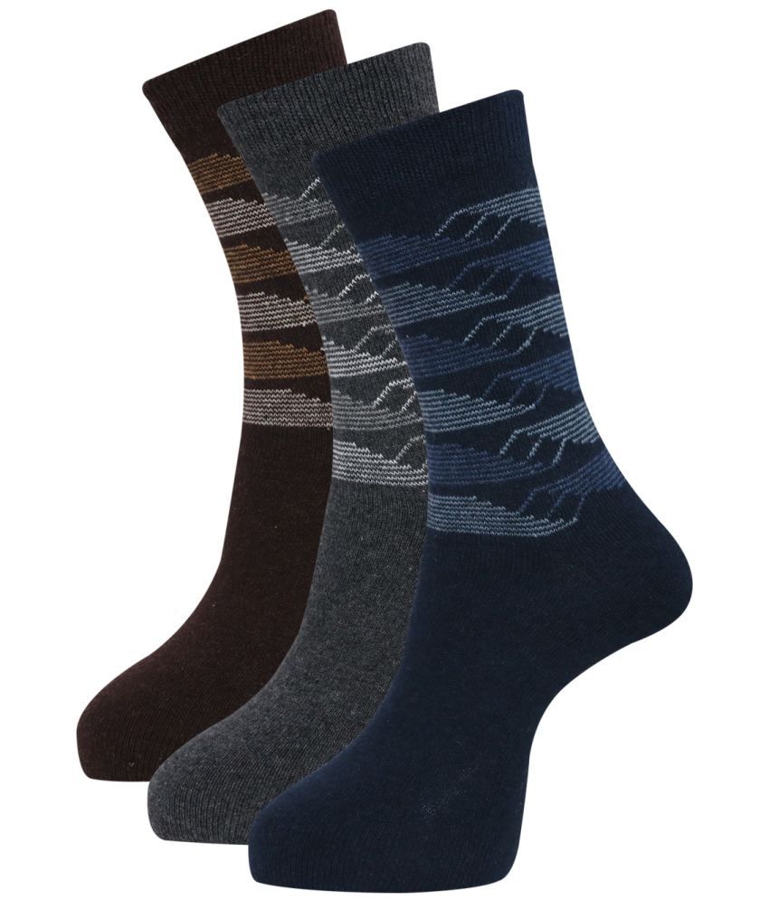     			Dollar - Woollen Men's Self Design Multicolor Mid Length Socks ( Pack of 3 )