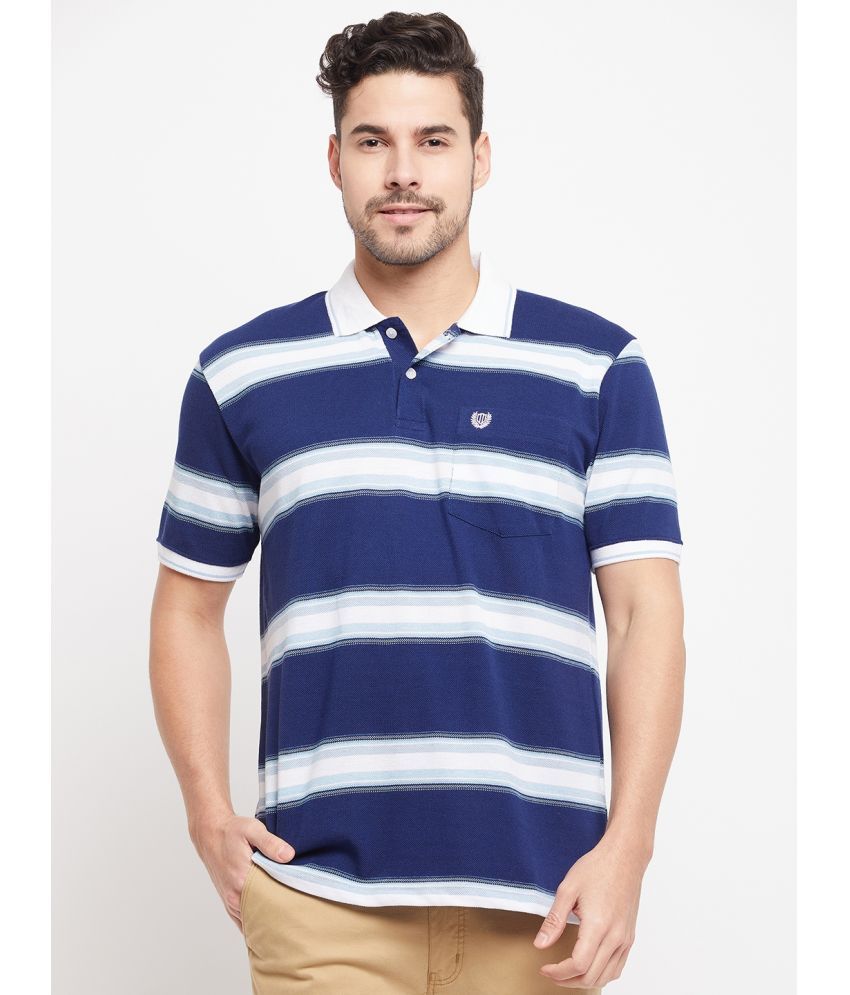     			Duke Pack of 1 Cotton Blend Slim Fit Striped Half Sleeves Men's Polo T Shirt ( Blue )