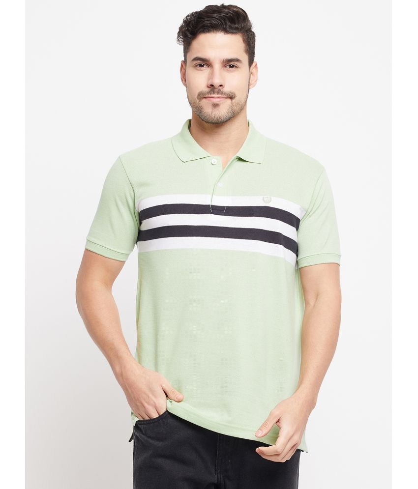     			Duke Pack of 1 Cotton Blend Slim Fit Striped Half Sleeves Men's Polo T Shirt ( Green )