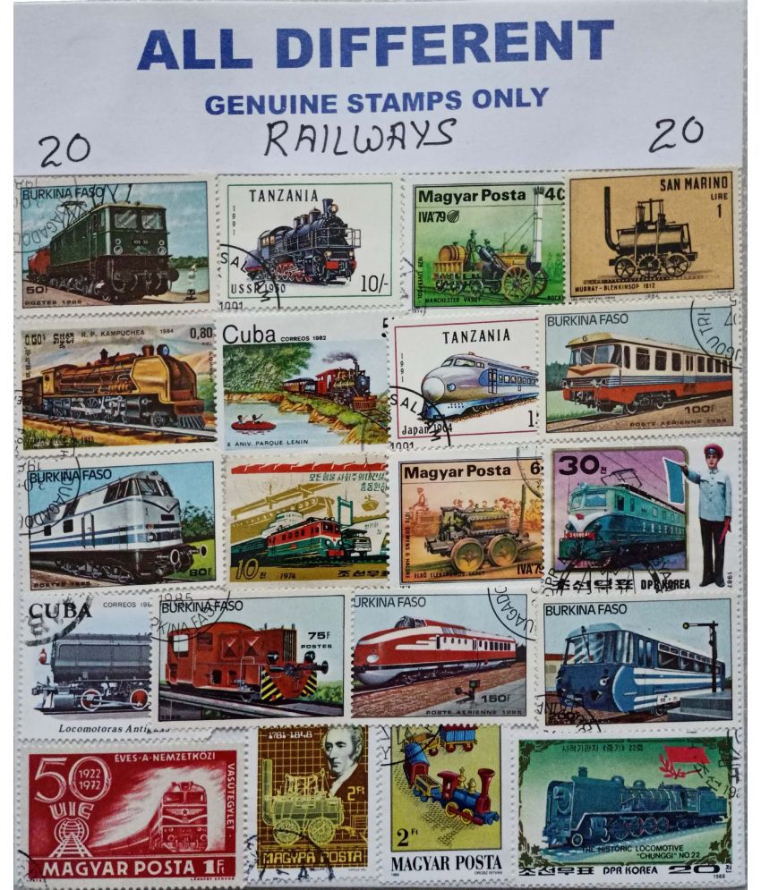     			Hop n Shop - Collection of Different Railways Theme 20 Stamps