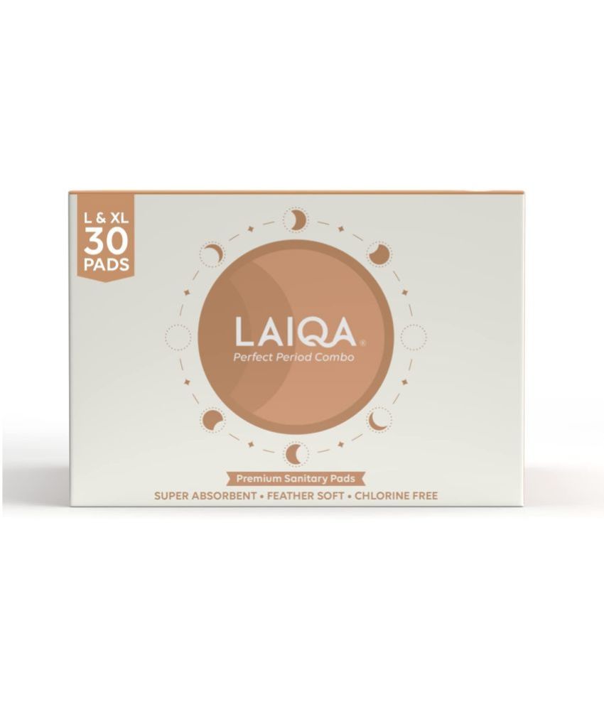     			LAIQA Ultra Soft Day & Night Sanitary Pads for Women - 10 XL + 20L + 6 Pantyliners With 100% Biodegradable Disposal Bags