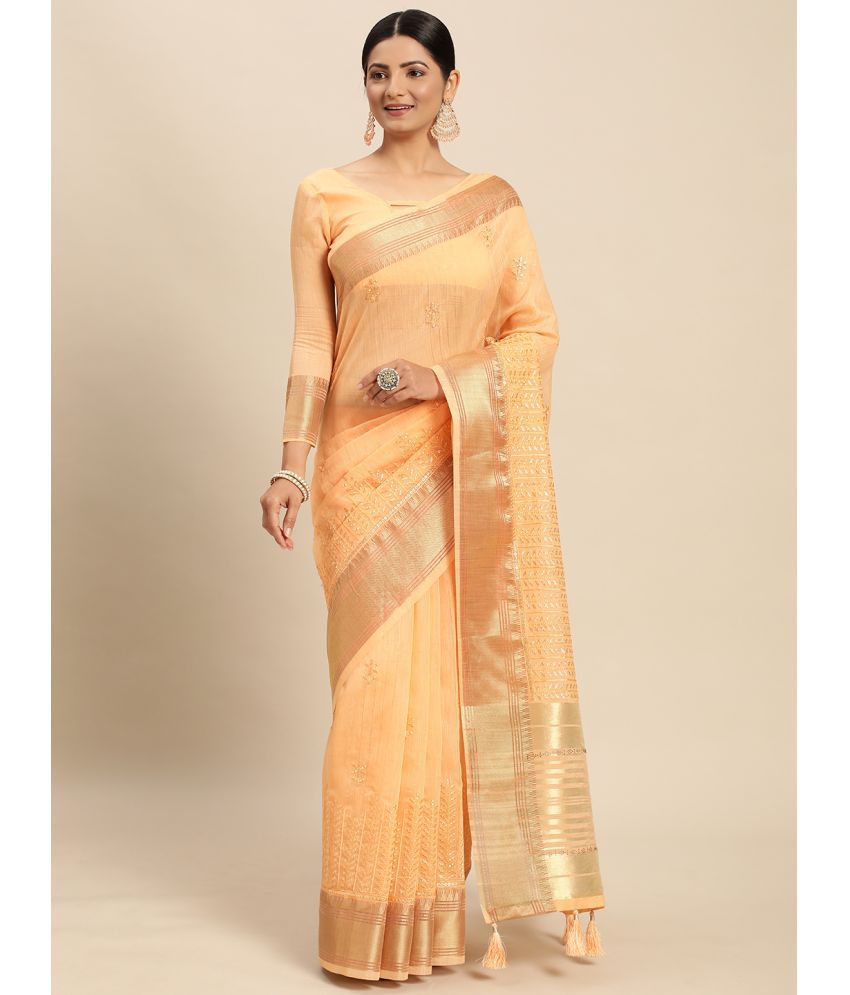     			Rekha Maniyar Fashions - Orange Cotton Saree With Blouse Piece ( Pack of 1 )