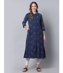 Pistaa - Navy Blue Cotton Women's Front Slit Kurti ( Pack of 1 )