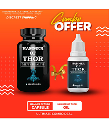 Hammer Of Thor Special Combo Pack For Couples Capsules + Oil For Men (30 Capsules + 1 Oil)