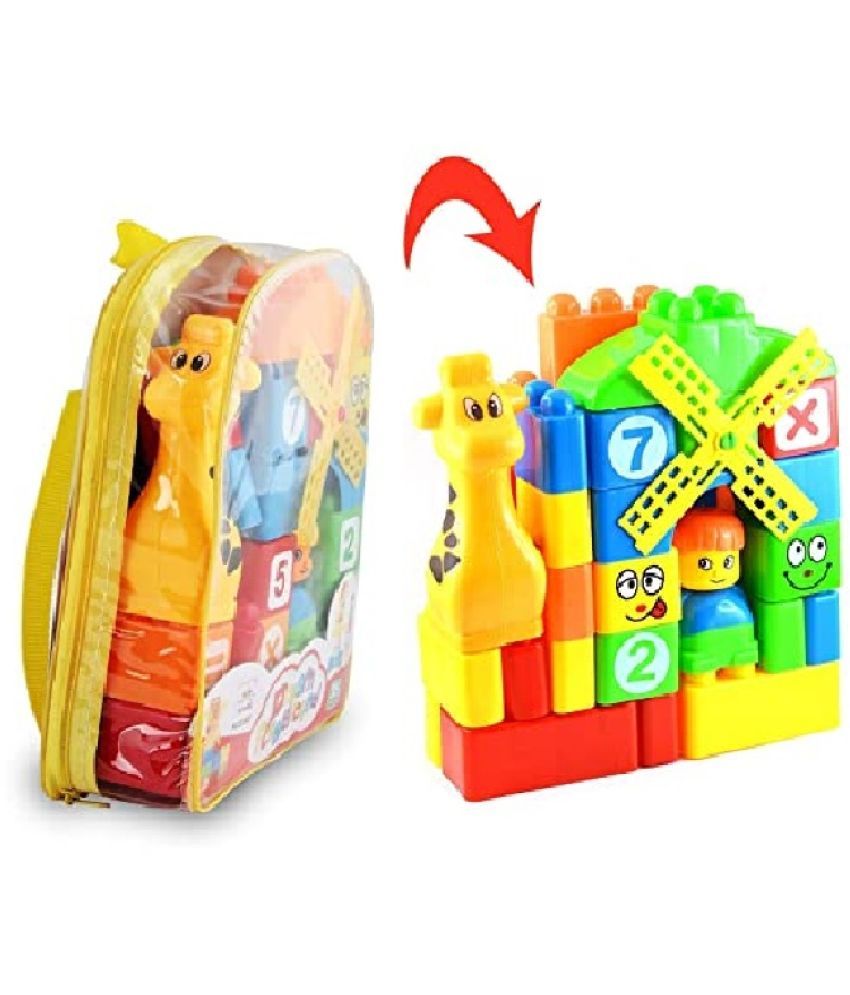     			AURAPURO Creative Play Building Blocks Set for Kids | 35 Pieces of Colourful Blocks to Develop Creativity and Imagination of Children