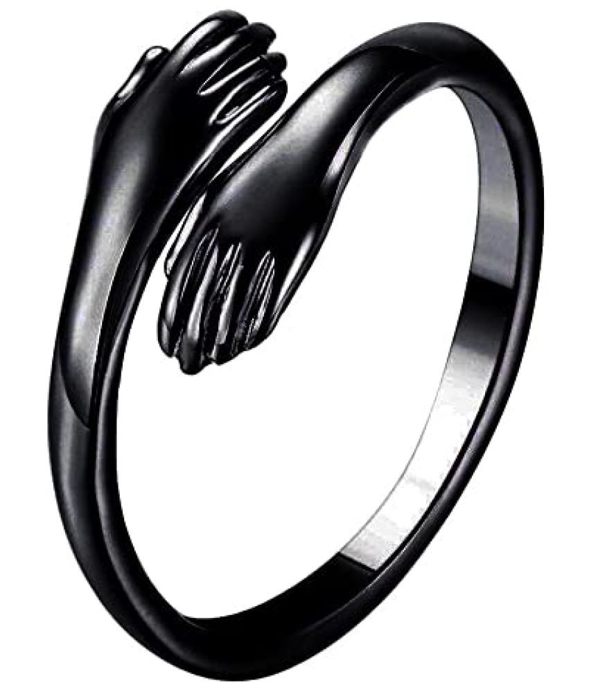    			FASHION FRILL - Black Rings ( Pack of 1 )