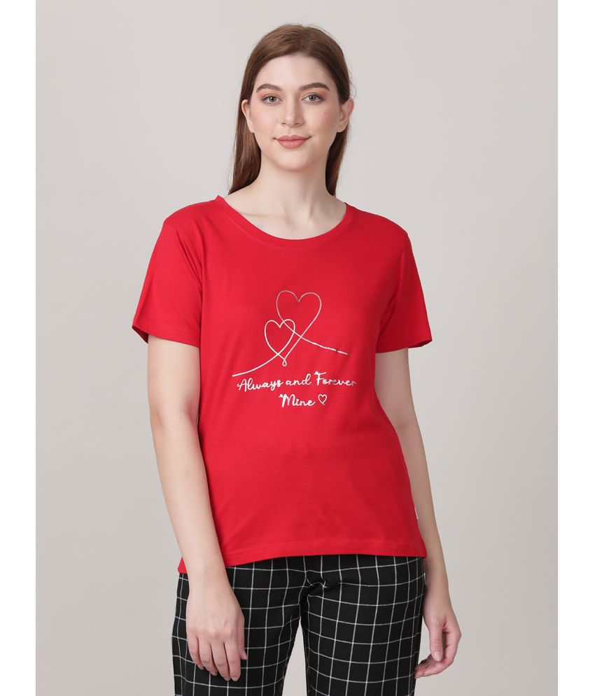     			Mackly - Red Cotton Regular Fit Women's T-Shirt ( Pack of 1 )