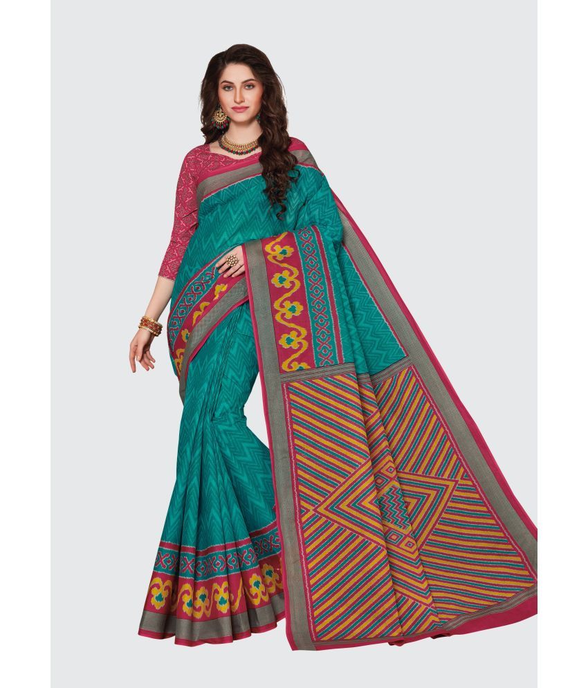     			SHANVIKA - Blue Cotton Saree With Blouse Piece ( Pack of 1 )