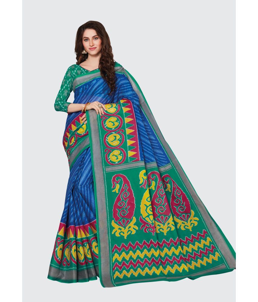     			SHANVIKA - Blue Cotton Saree With Blouse Piece ( Pack of 1 )