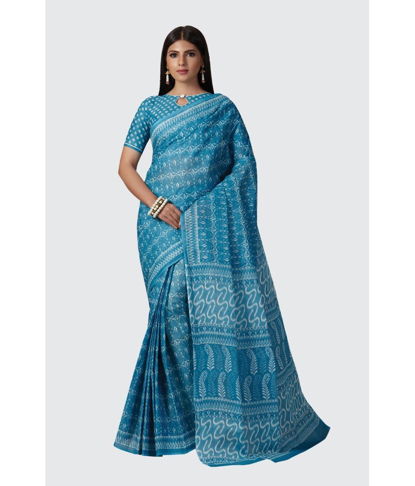     			SHANVIKA - Blue Cotton Saree With Blouse Piece ( Pack of 1 )