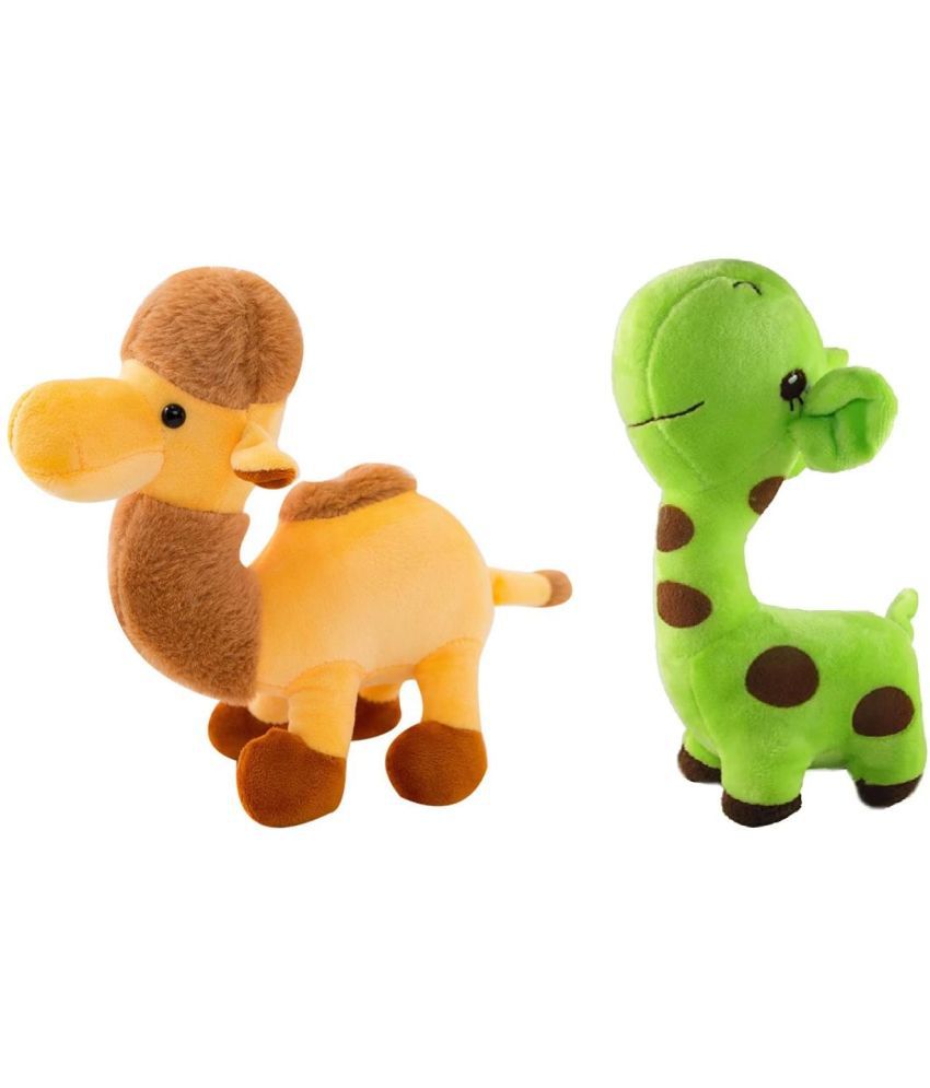     			Tickles Cute Camel & Giraffe Soft Stuffed Plush Animals Toy for Kids Birthday Gift  (Set of 2) (Size: 20 cm; Color: Brown & Green)