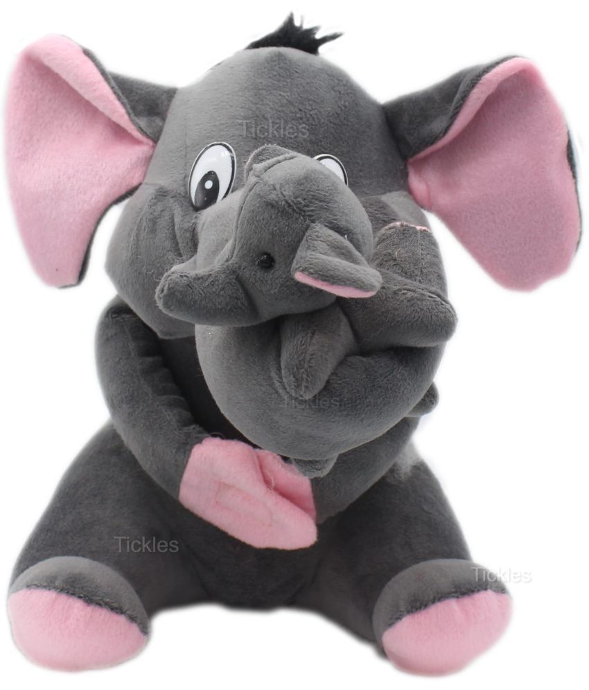     			Tickles Elephant Mother with Baby Soft Stuffed Plush Animals Toy for Kids Birthday Gift (Size: 25 cm; Color: Grey)