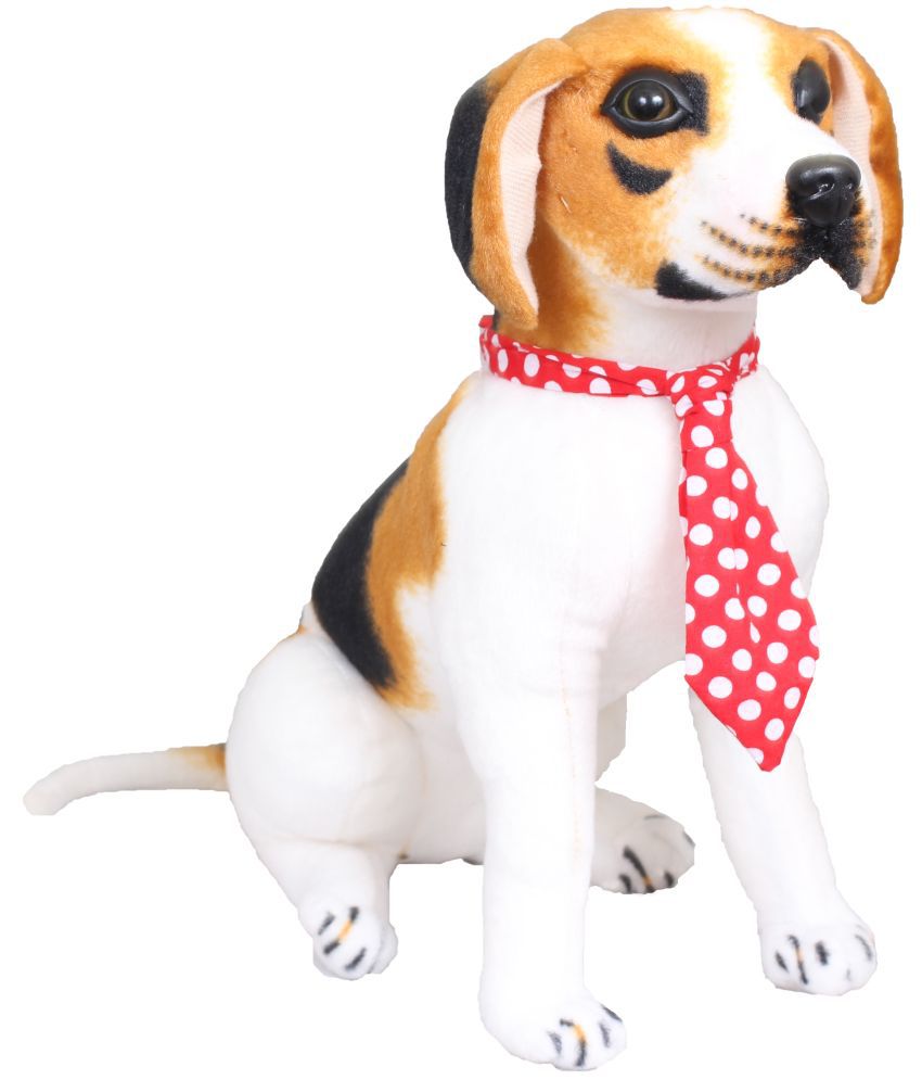     			Tickles Soft Stuffed Plush Sitting Beagle Animal Dog Wearing Tie Toy for Kids Room (Color: White Size: 22 cm)