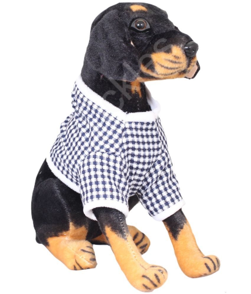     			Tickles Soft Stuffed Plush Animal Sitting Rottweiler Dog Wearing Check Design Dress Toy for Kids Room  (Color: Brown and Black Size: 30 cm)