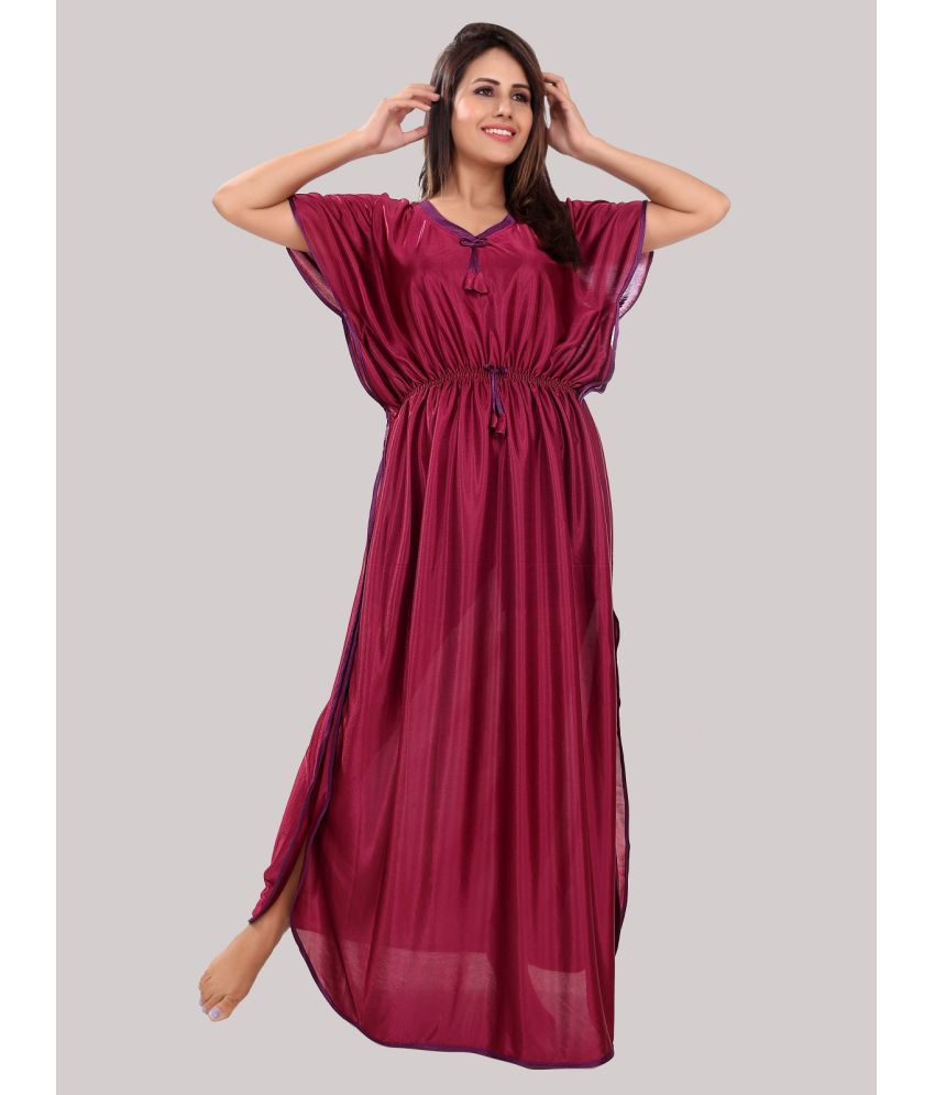     			BAILEY SELLS - Pink Satin Women's Nightwear Kaftan Night Dress ( Pack of 1 )