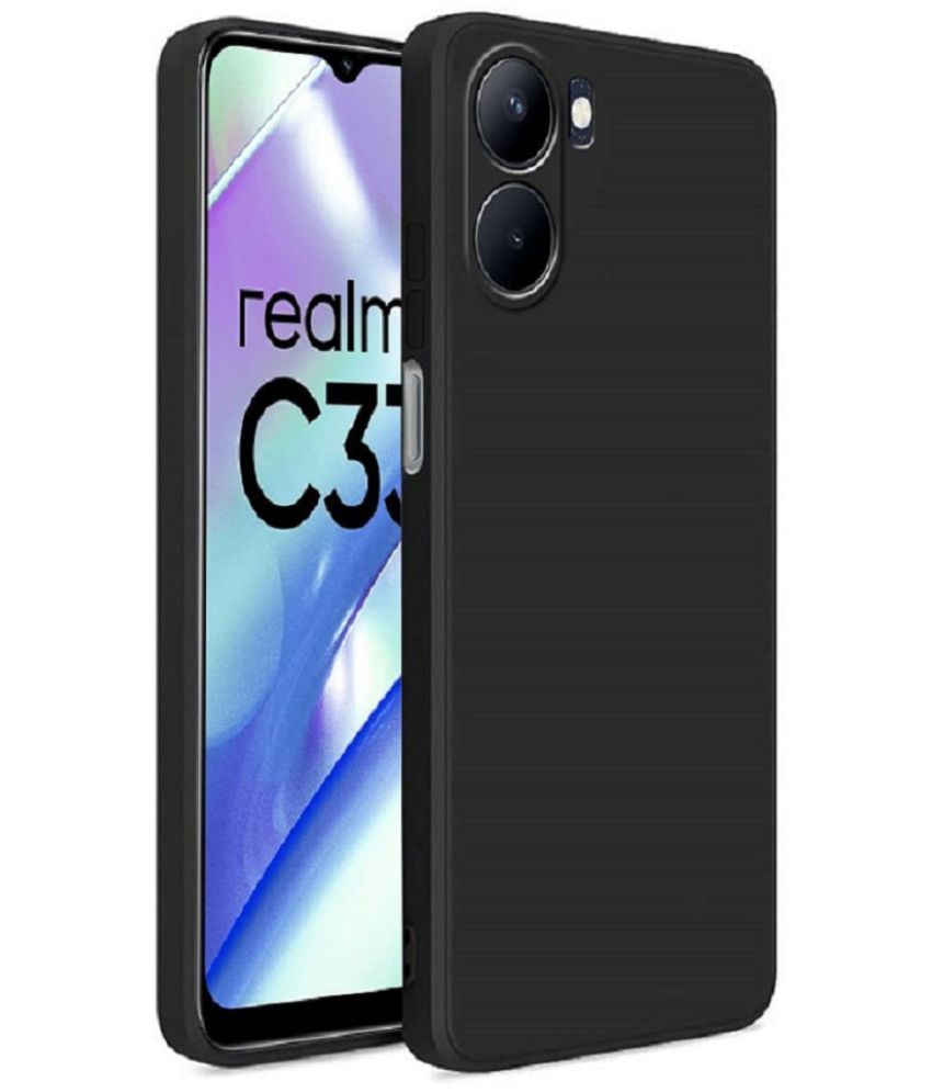     			Case Vault Covers - Black Silicon Plain Cases Compatible For Realme C33 ( Pack of 1 )