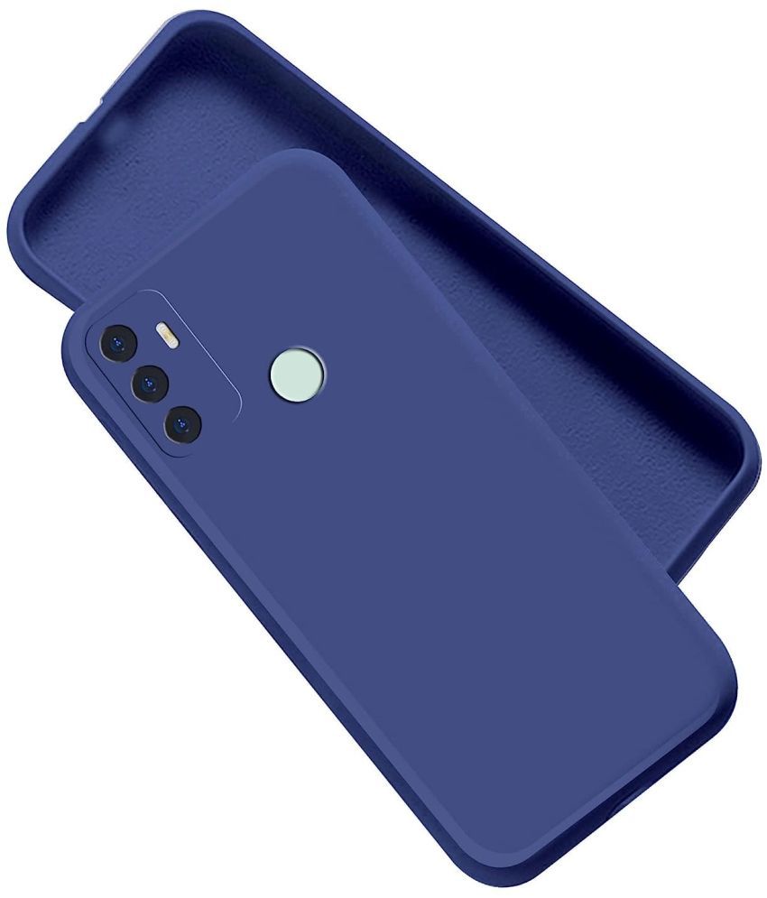     			Case Vault Covers - Blue Silicon Plain Cases Compatible For Oppo A53s ( Pack of 1 )