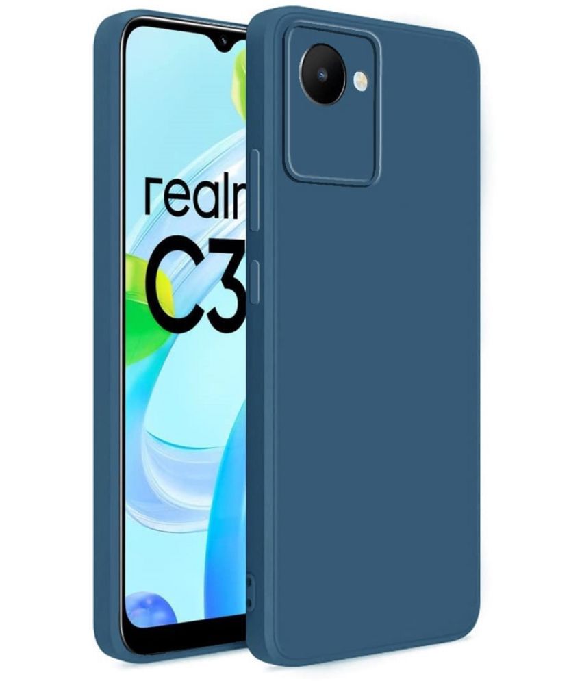     			Case Vault Covers - Blue Silicon Plain Cases Compatible For Realme C30s ( Pack of 1 )